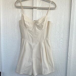 Le Lis Elegant Cream Spaghetti Strap Romper